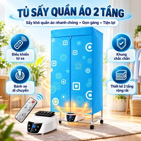 Tủ sấy quần áo 2 tầng